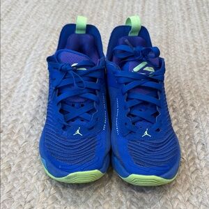 Jordan Kids Blue and Lime Sneakers